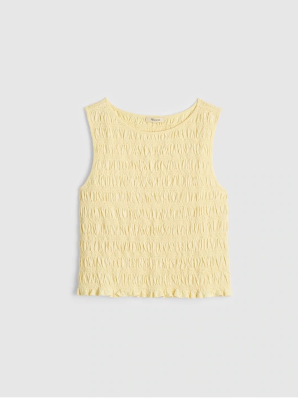 Madewell Smocked Boatneck Tank Cotton-Linen Blend Yellow Size CL